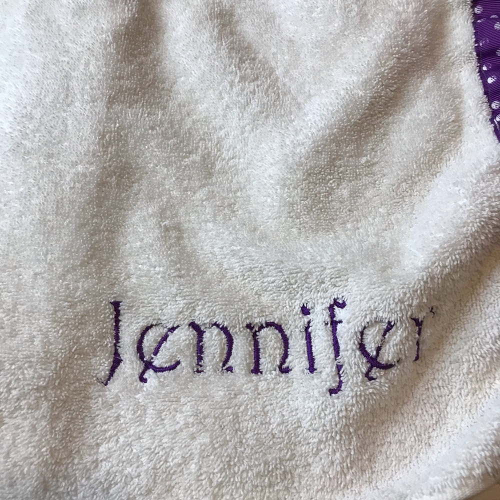 Girls Jennifer Monogram Bath Towel Wrap Cover 
Cotton Terry Cloth Ribbon Elast…